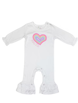 Personalized Filled Heart Embroidered Valentine Long Romper