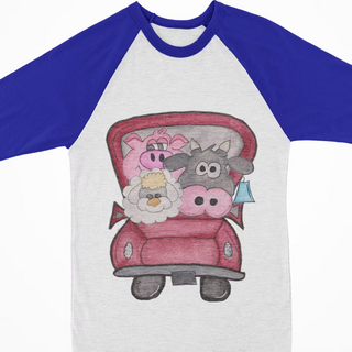 Watercolor Raglan - Farm Animal Truck