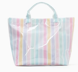 Monogrammed Laminated Tote Bag Striped