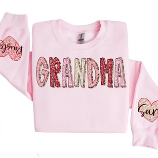 Heart on My Sleeve Sweatshirt Mom Grandma